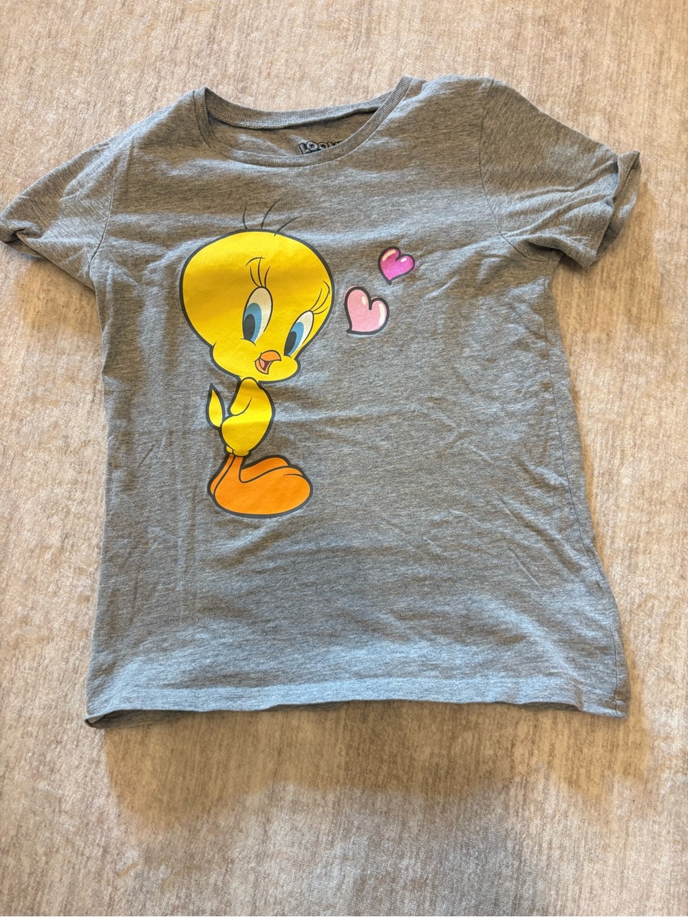 Looney Tunes Girls Tweety Bird Gray T-Shirt Size 10